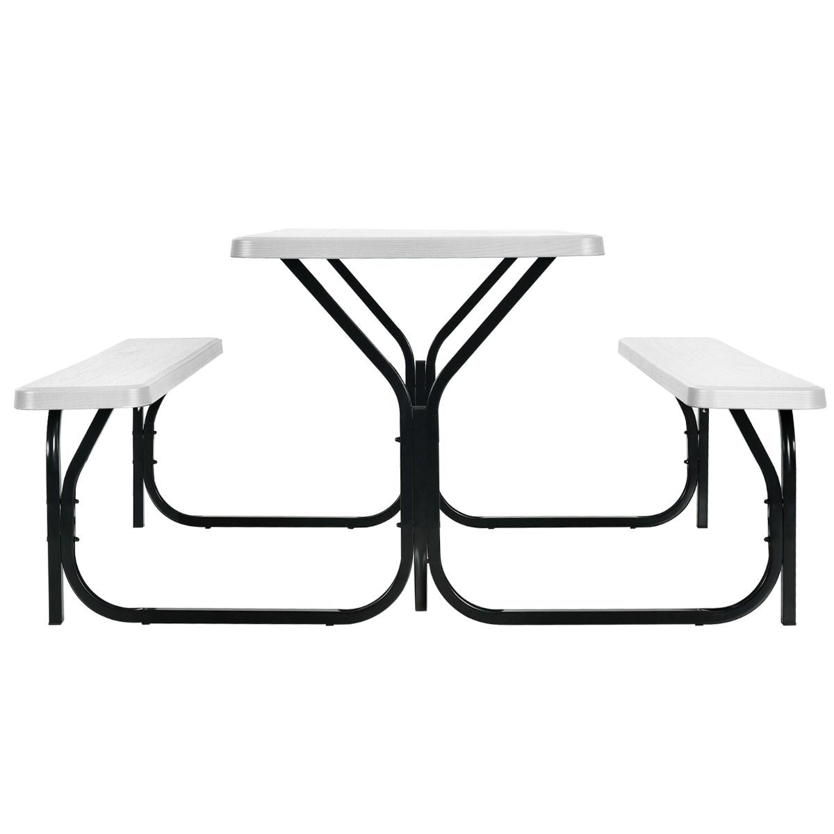 Table De Jardin Avec 2 Banc Table De Pique-Nique/Camping Pour 4 À 6 Personnes 137 X 150 X 71Cm Noir/Gris/Blanc