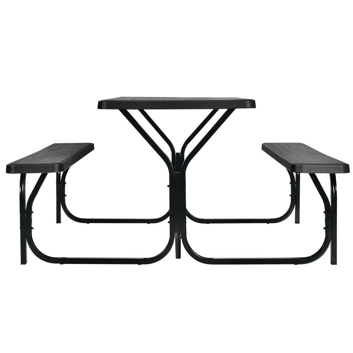 Table De Jardin Avec 2 Banc Table De Pique-Nique/Camping Pour 4 À 6 Personnes 137 X 150 X 71Cm Noir/Gris/Blanc
