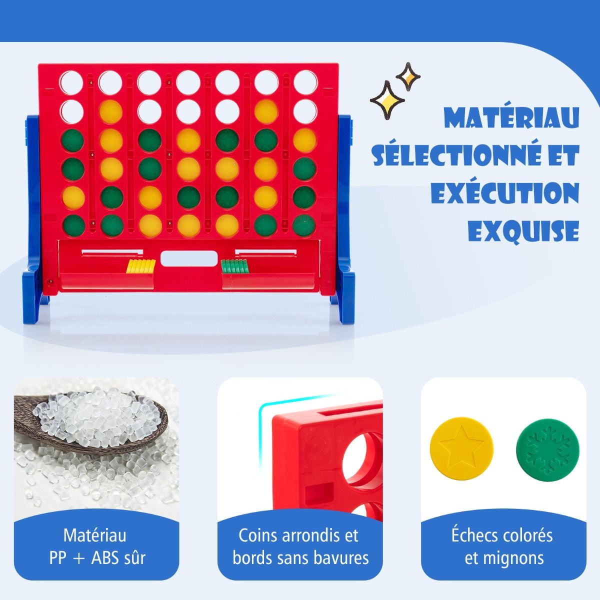 Jeux Puissance 4 Géant Mural Avec 42 Jetons Jeu De Société Ludique & Éducatif Avec 2 Plateaux Utilisation 62X20X48,5Cm Bleu/Rouge