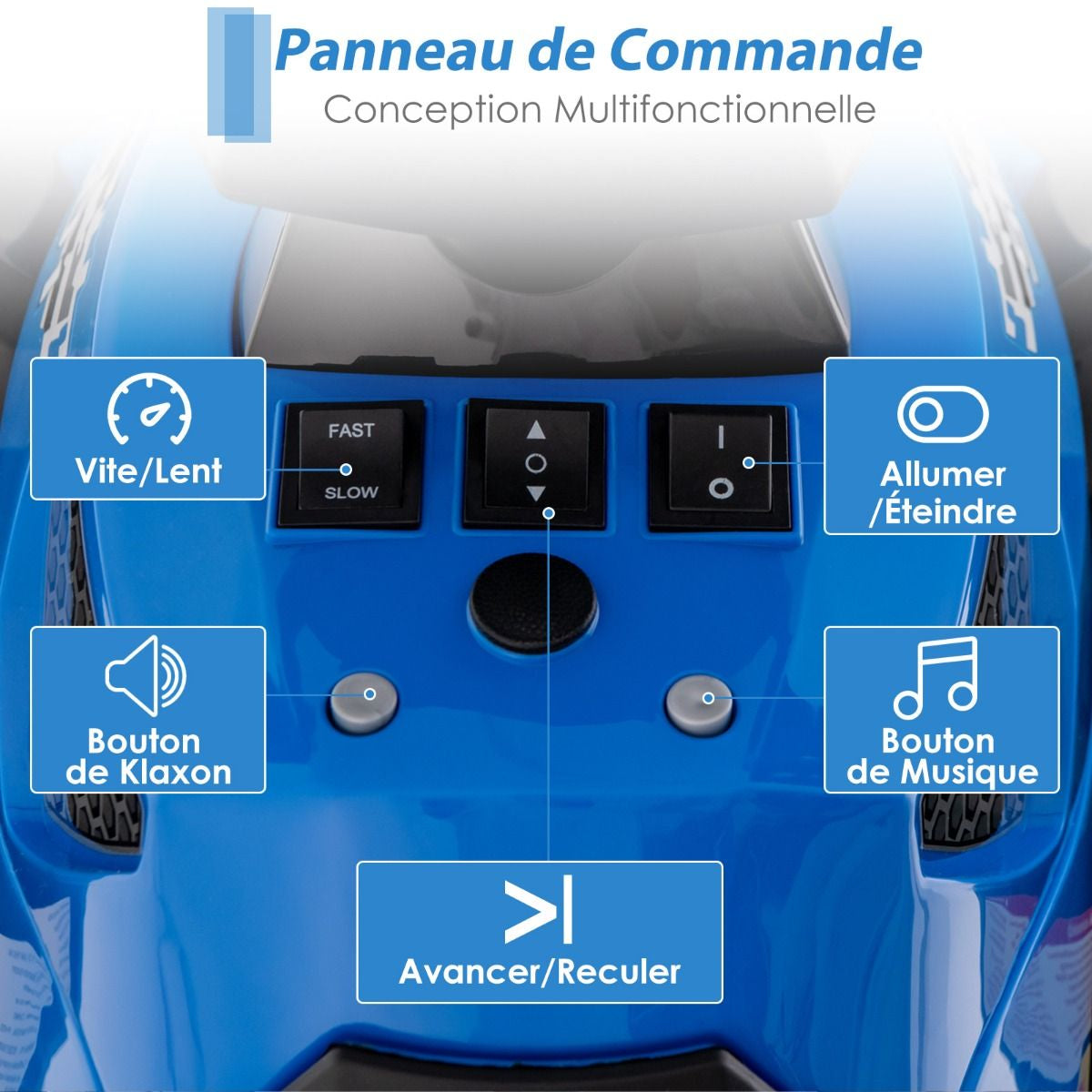 Quad Electrique Pour Enfants 12V7Ah LED Musique Pédale Klaxon 3-4 Km/H Pour Enfants De 3 À 8 Ans Rose/Bleu/Violet/Noir
