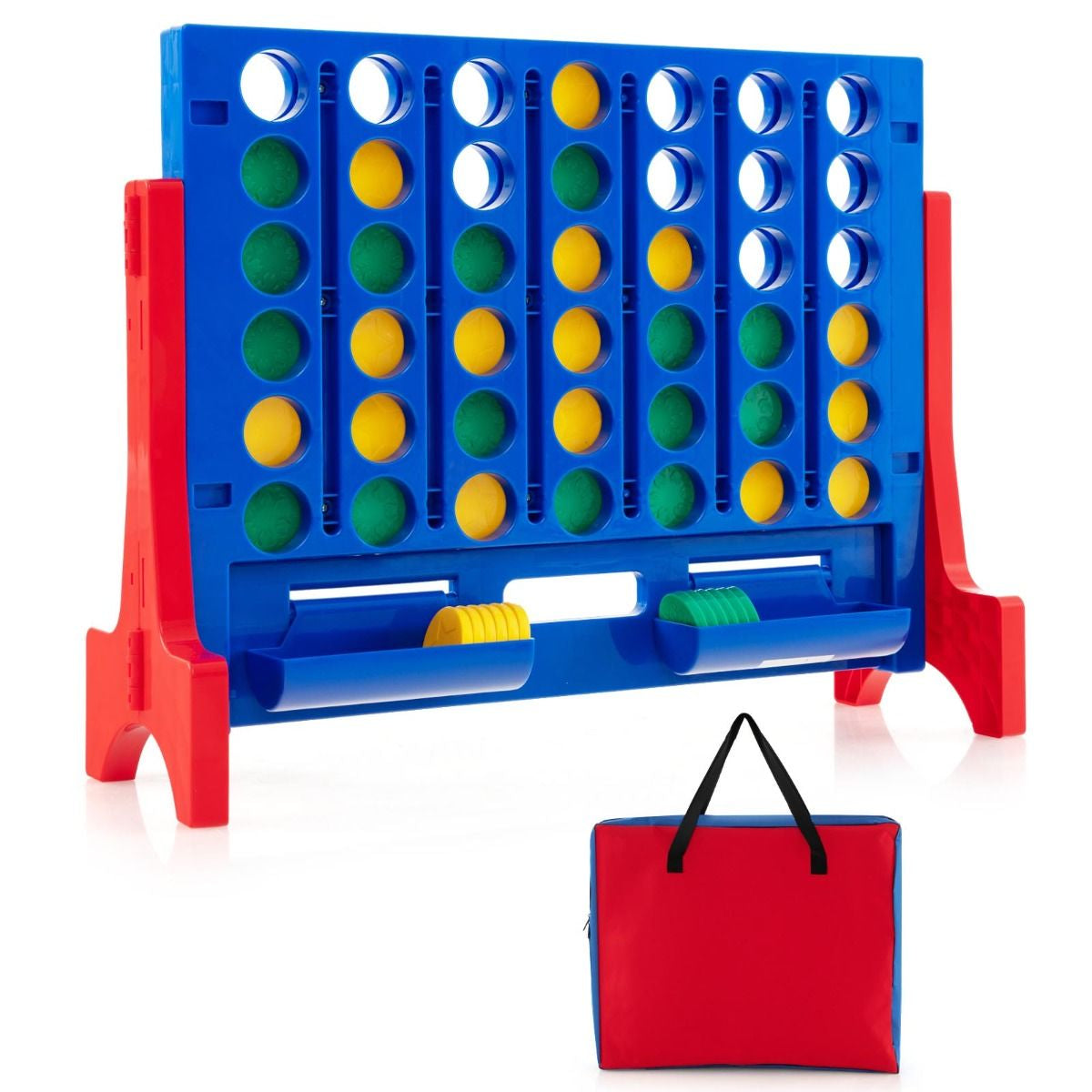 Jeux Puissance 4 Géant Mural Avec 42 Jetons Jeu De Société Ludique & Éducatif Avec 2 Plateaux Utilisation 62X20X48,5Cm Bleu/Rouge