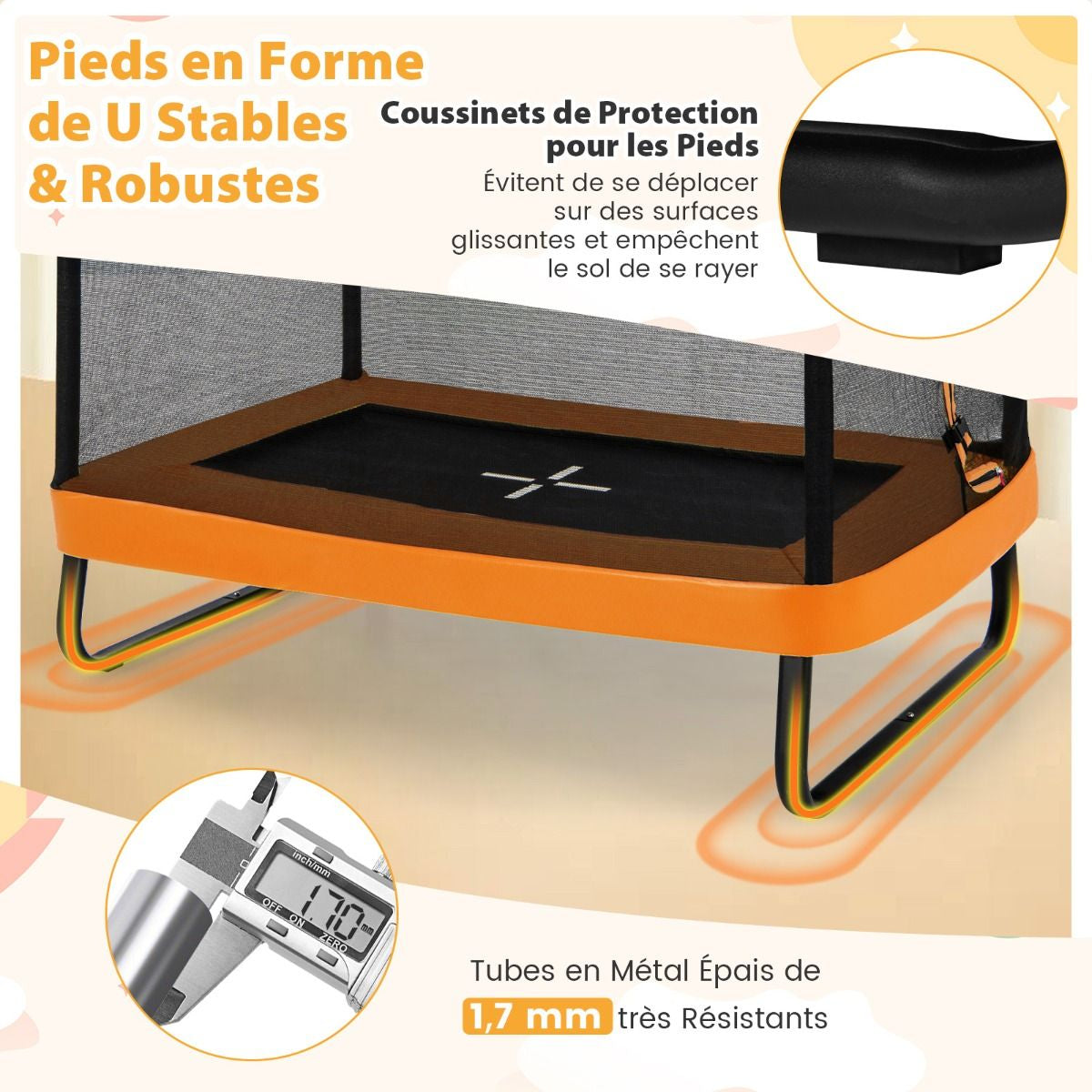 2 En 1 Trampoline Enfants (190X122Cm) Avec Balançoire Amovible Trampoline De Jardin Avec Filet De Sécurité Charge 100Kg Pour 3 Ans+ Bleu/Orange