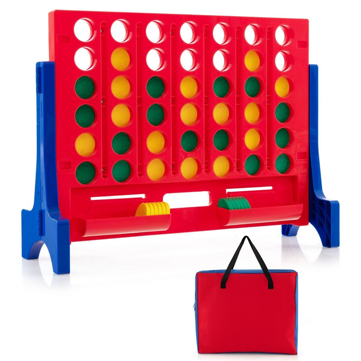 Jeux Puissance 4 Géant Mural Avec 42 Jetons Jeu De Société Ludique & Éducatif Avec 2 Plateaux Utilisation 62X20X48,5Cm Bleu/Rouge