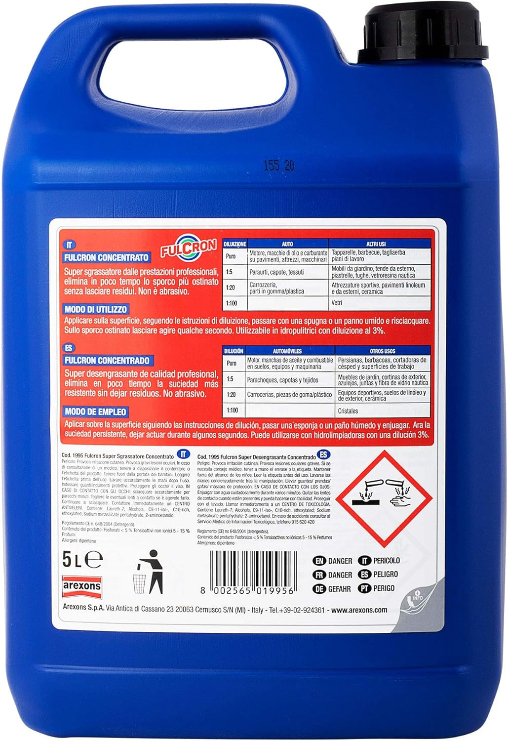 Fulcron 5 L Nettoyant Concentré Pour Saleté Tenace, Nettoyage Moteur, Maison, Bateau, Loisirs.