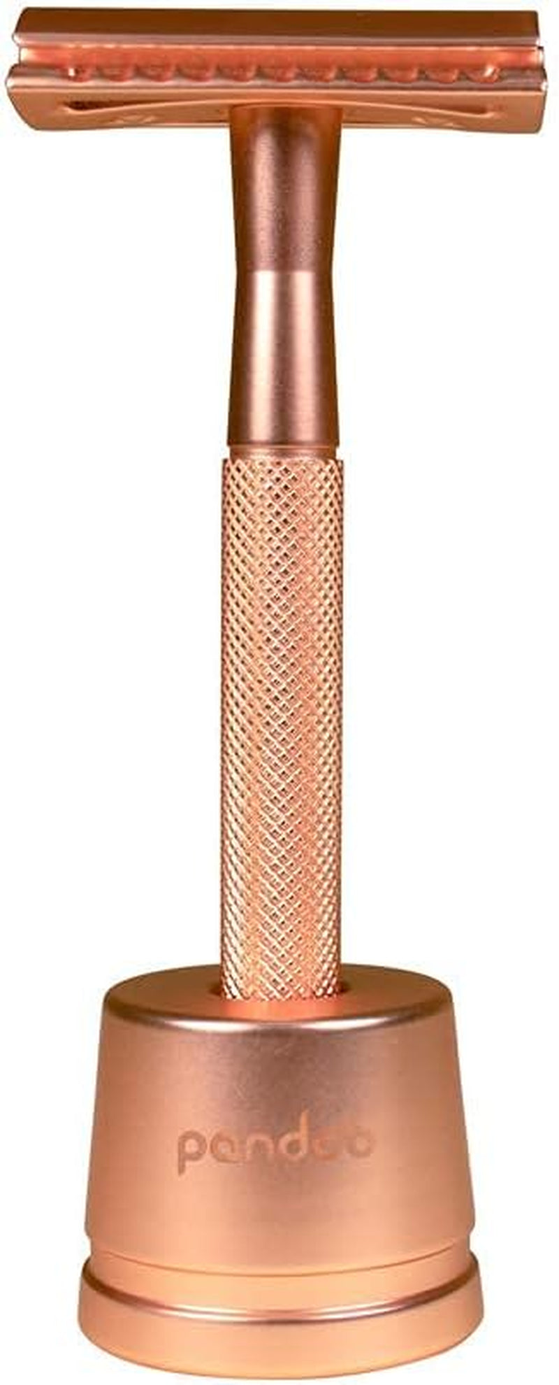 Pandoo Zero Waste Rasoir De Sûreté, Avec Support, En Métal, Sans Plastique, Humide, Pour Homme Et Femme, Rose