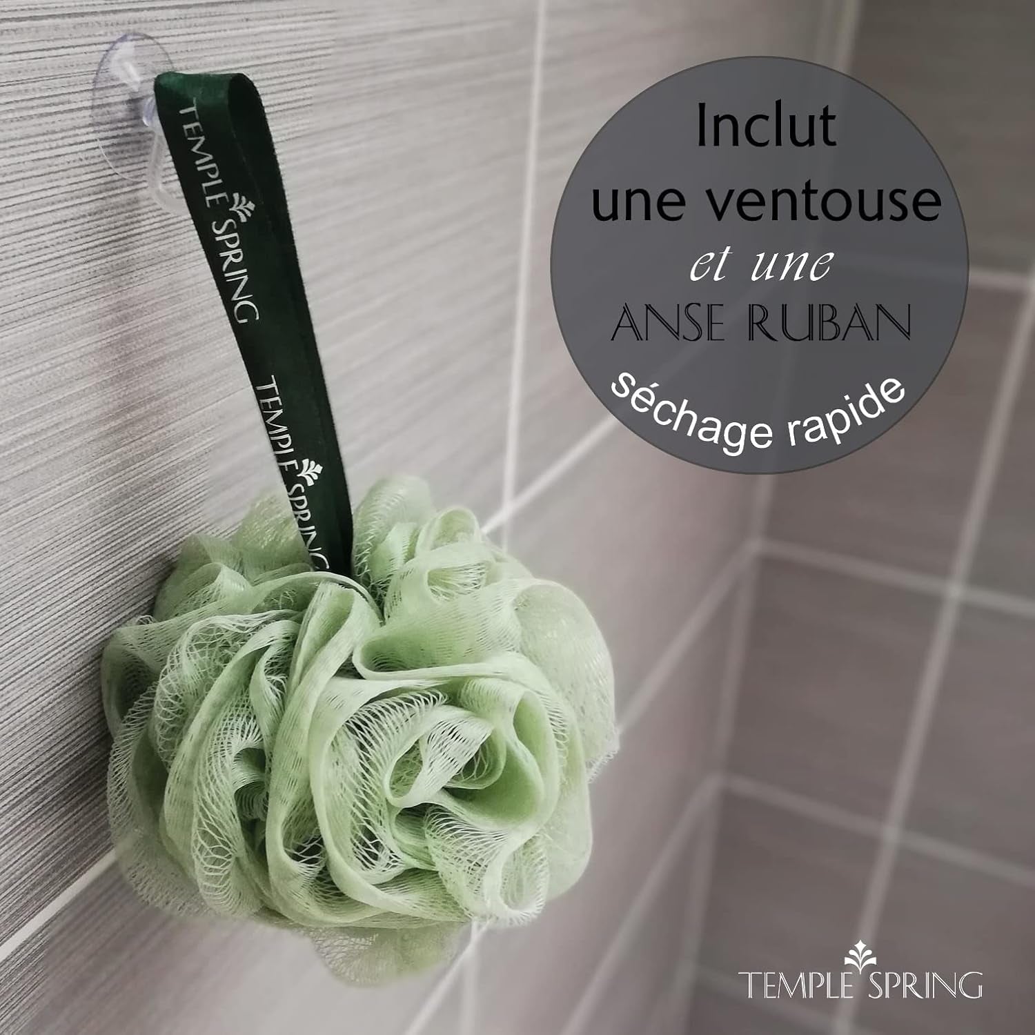 - Fleur De Douche Recyclées, Loofah Gommage Corps, Eponge De Douche, Eponge Douche Corps Exfoliante, Fleur De Bain, Luffa Djampe, Bath Sponge, Produit Bain Femme Et Hommes - Vert D'Eau