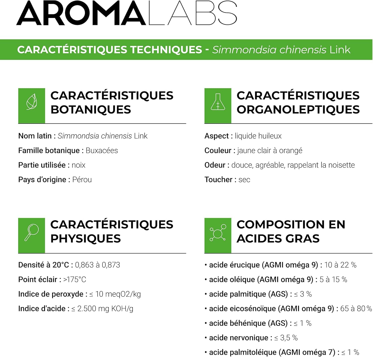- Jojoba BIO - Huile Végétale Vierge Et Certifiée Cosmos - 100 Ml