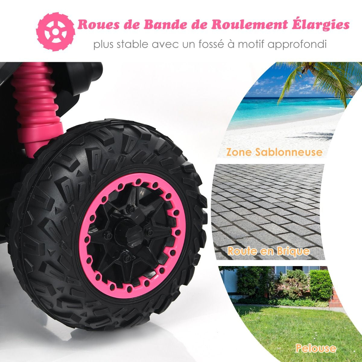 Quad Electrique Pour Enfants 12V7Ah LED Musique Pédale Klaxon 3-4 Km/H Pour Enfants De 3 À 8 Ans Rose/Bleu/Violet/Noir