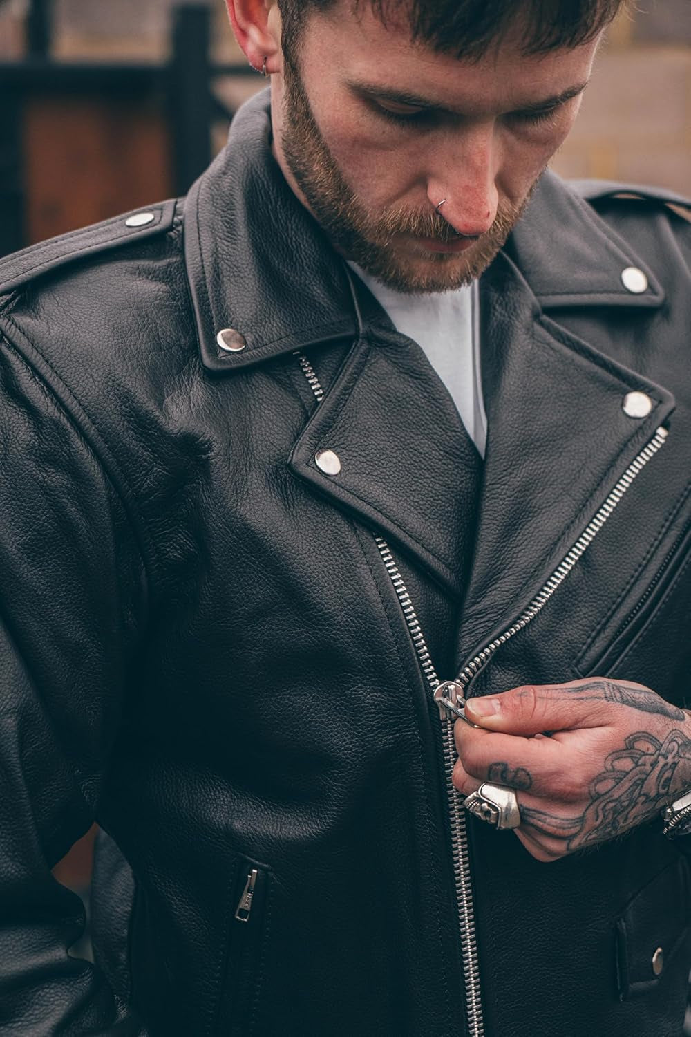 Veste Moto Cuir Homme Homologué Avec Protections - Perfect Marlon Brando Rétro Chopper Blouson - Avec Protection Véritable Biker CE Armor (EN 1621-1) Noir - 3XL