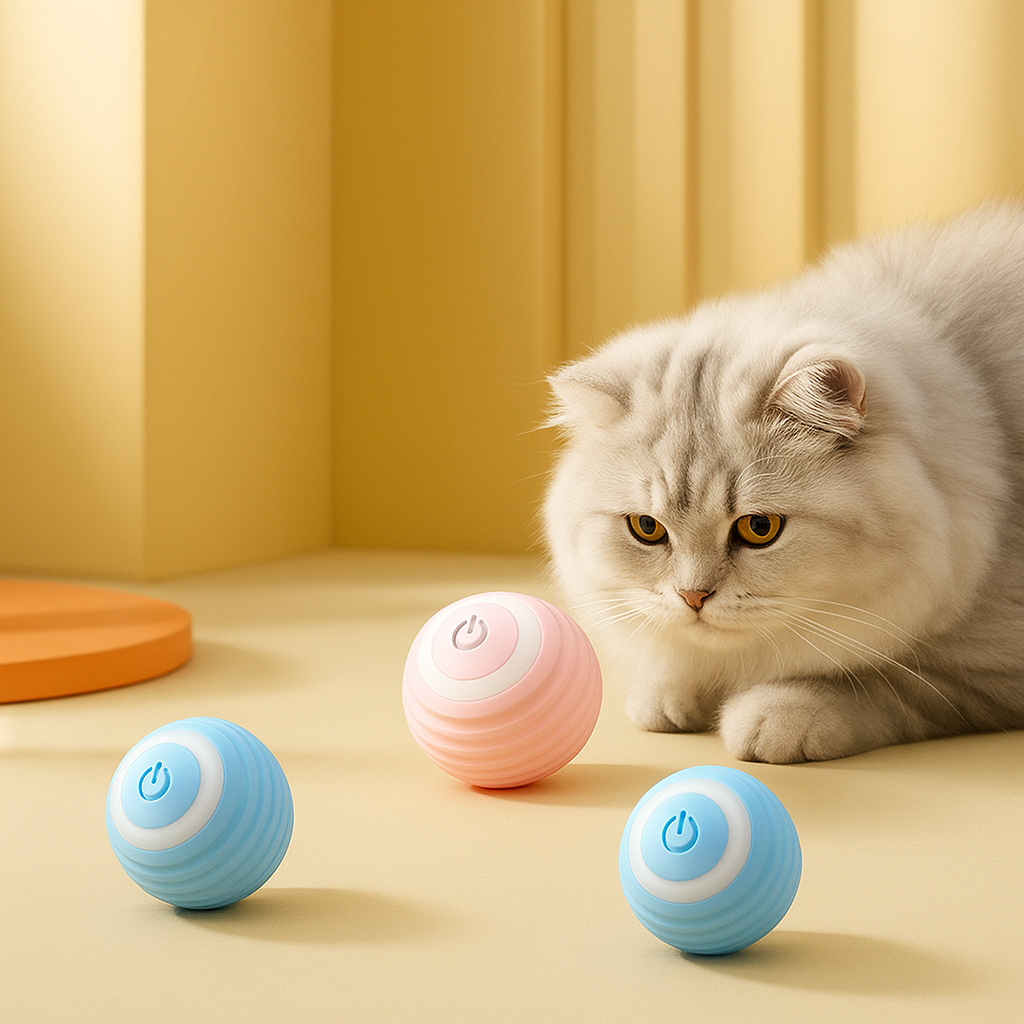 Balle Intelligente Interactive pour Chat – Réagit, Roule, Stimule