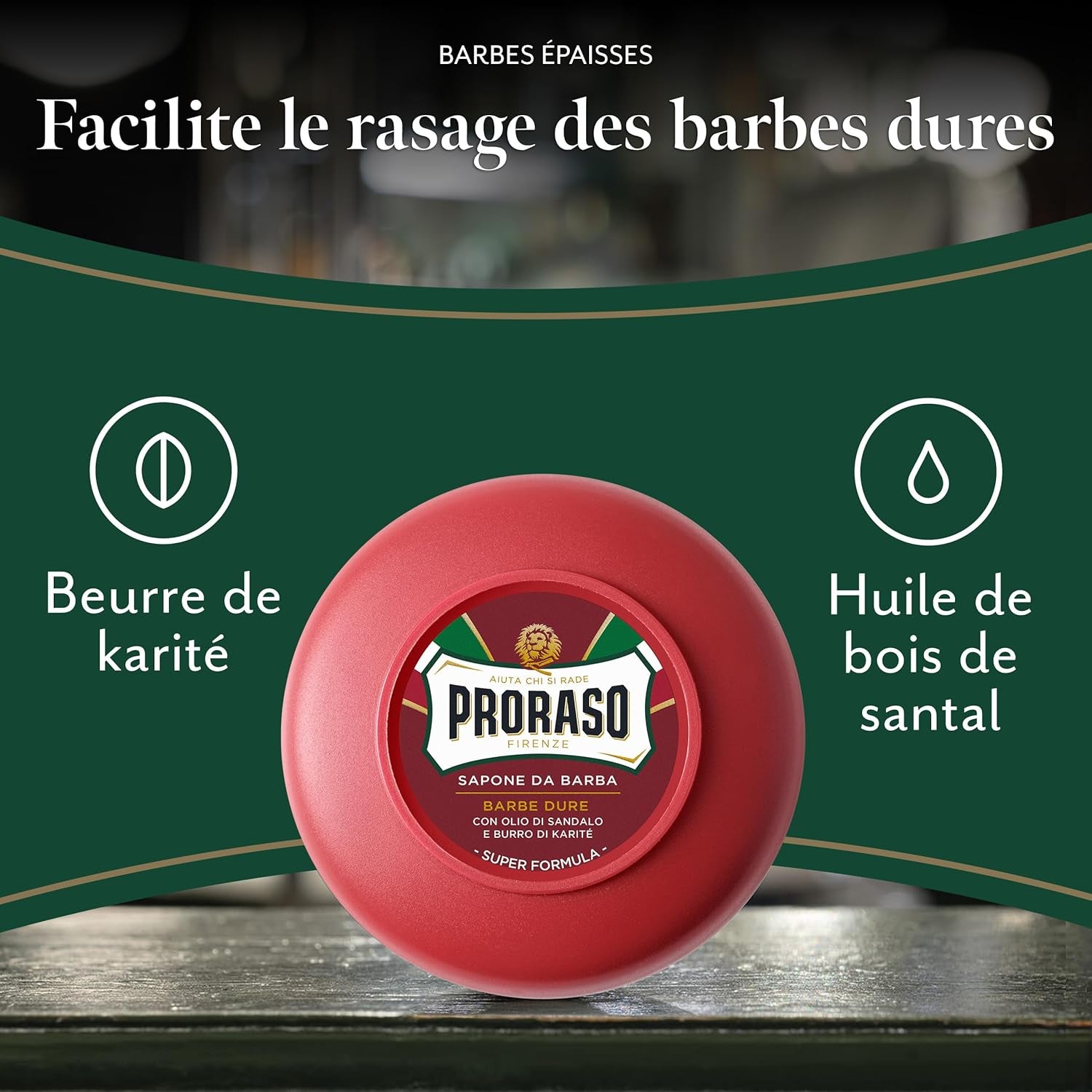 | Savon À Barbe En Bol Pour Barbes Dures (Pot De 150 Ml) – Savon De Rasage Nourrissant Avec Bois De Santal Et Beurre De Karité – Fabriqué En Italie