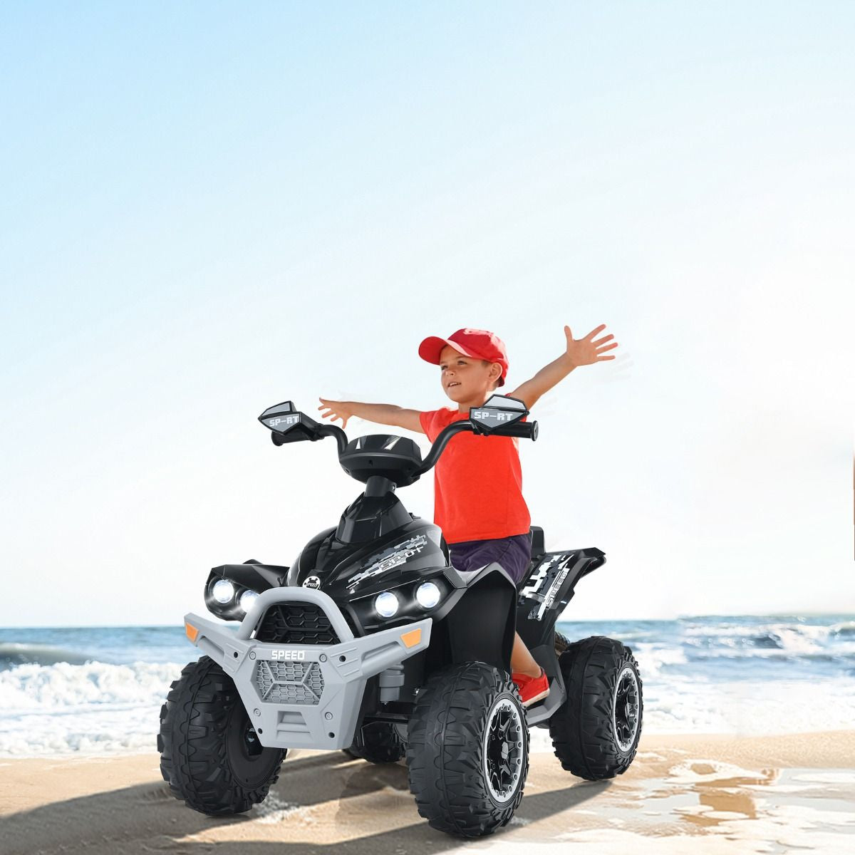 Quad Electrique Pour Enfants 12V7Ah LED Musique Pédale Klaxon 3-4 Km/H Pour Enfants De 3 À 8 Ans Rose/Bleu/Violet/Noir