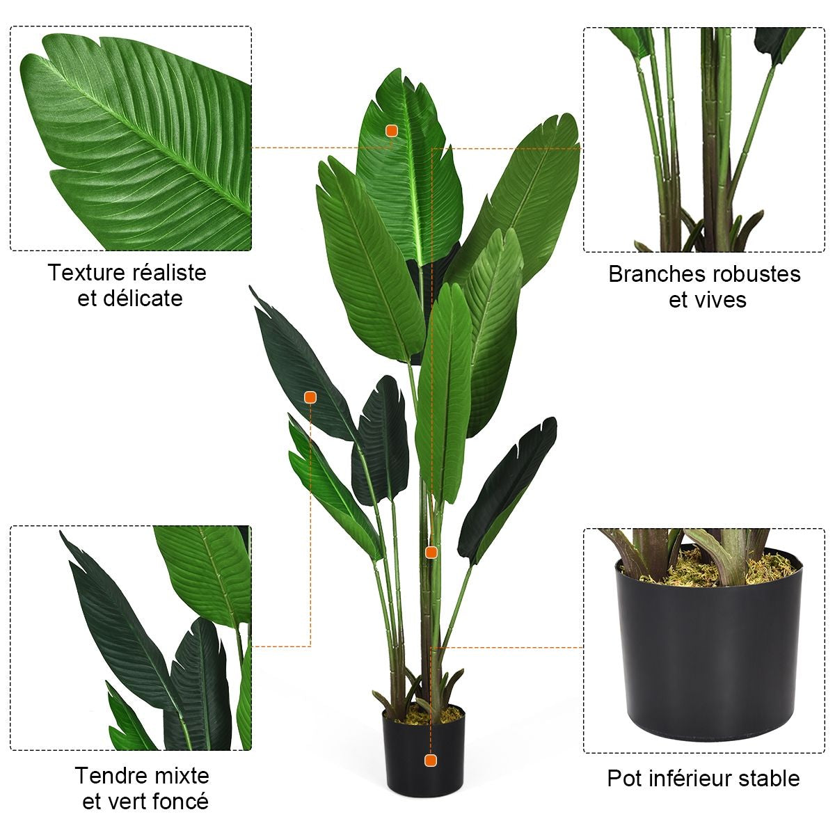 Plante Artificiel Bananier Avec Pot 160CM Décoration Intérieur Et Extérieur