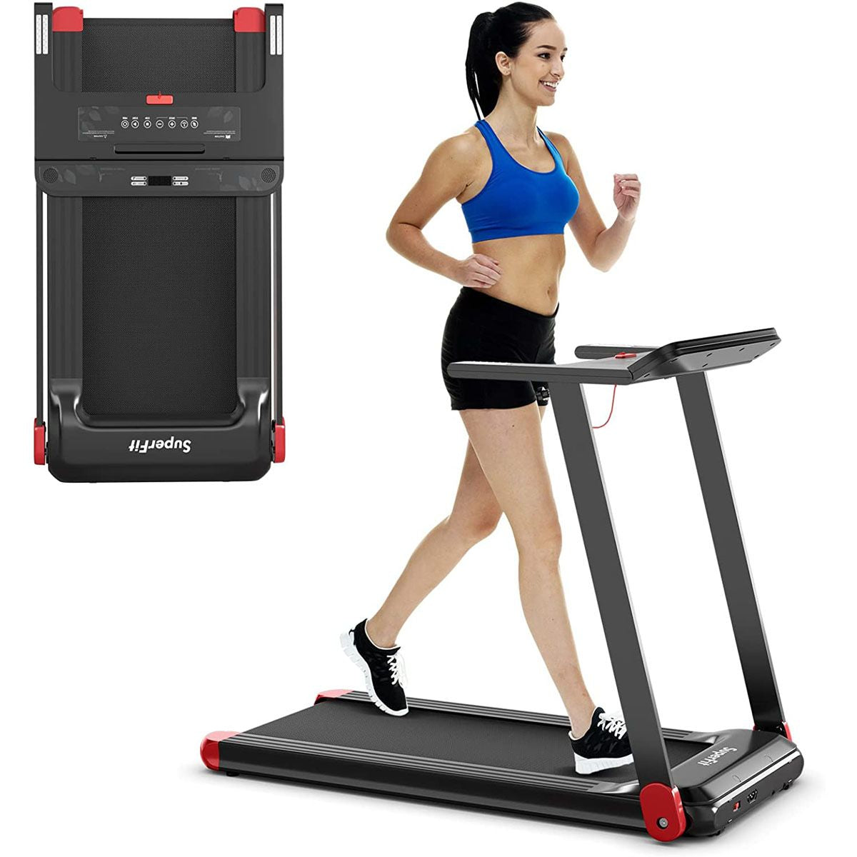 Tapis De Course Electrique Tapis De Fitness Pliable Pour Maison Avec Application De Contrôle Argent/Bleu/Rouge