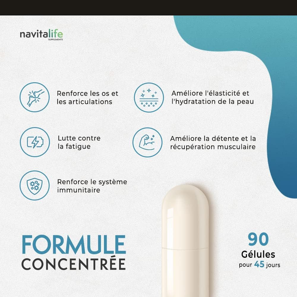 Collagene Et Acide Hyaluronique + Coenzyme Q10 + Vitamine C + Zinc | Formule Concentrée, Prise Facile Et Haute Biodisponibilité | Articulations Saines, Os Solides, Peau Jeune Et Hydratée, 90 Gélules