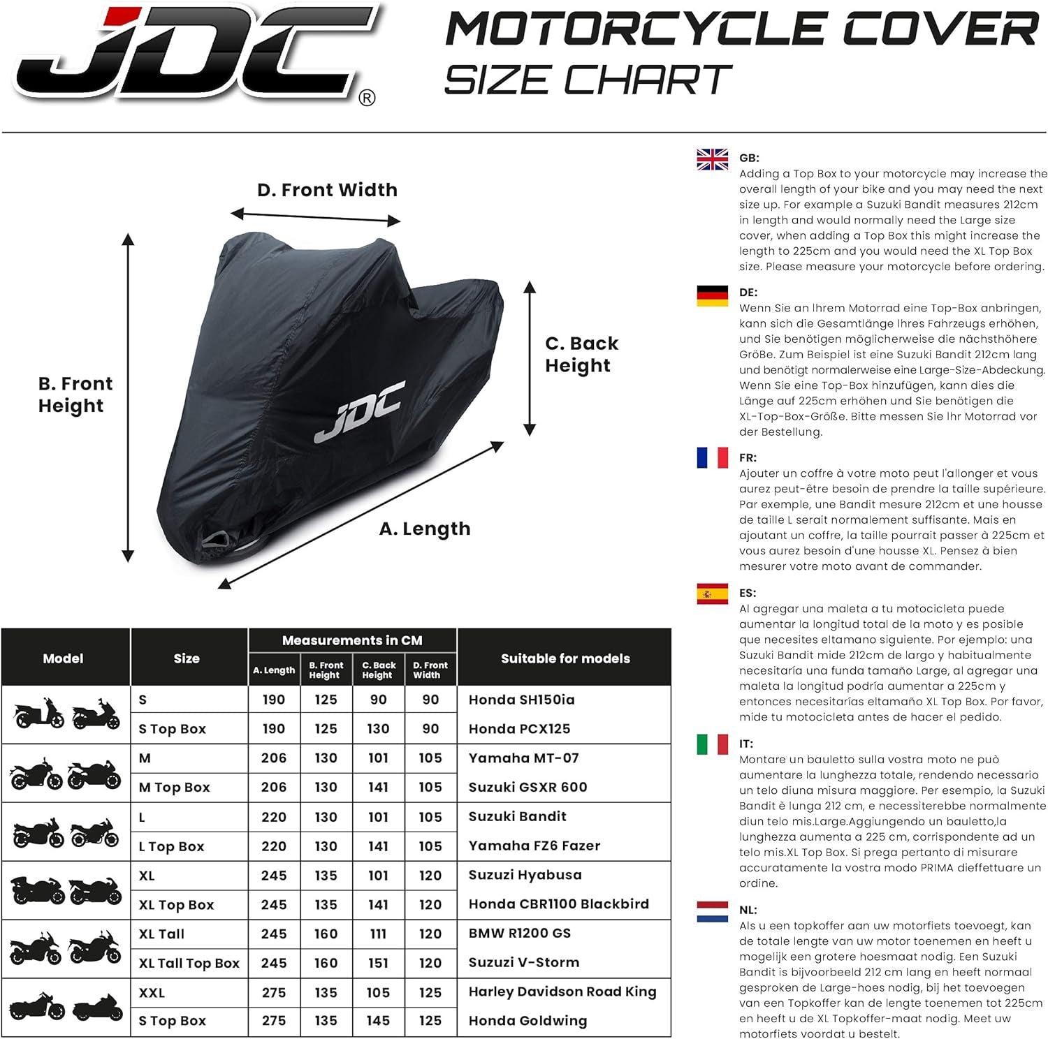 Housse Moto 100% Étanche – Ultimate Rain (Robuste, Doublure Souple, Panneaux Résistants À La Chaleur, Coutures Étanchéifiées) - L Top Case