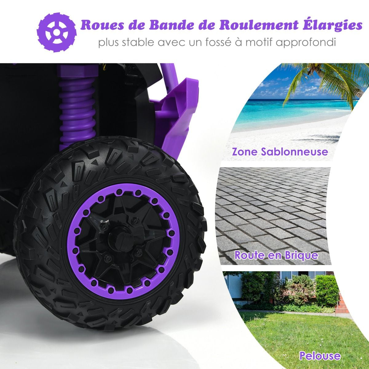 Quad Electrique Pour Enfants 12V7Ah LED Musique Pédale Klaxon 3-4 Km/H Pour Enfants De 3 À 8 Ans Rose/Bleu/Violet/Noir