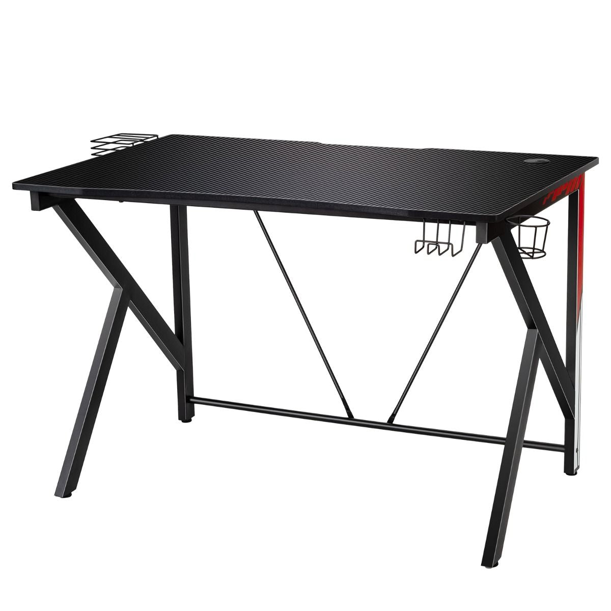 Bureau Gamer Bureau De Jeu Pour Gaming Avec Stockage Vidéo Porte-Gobelet Et Crochet 115 X 73 X 76,5 CM