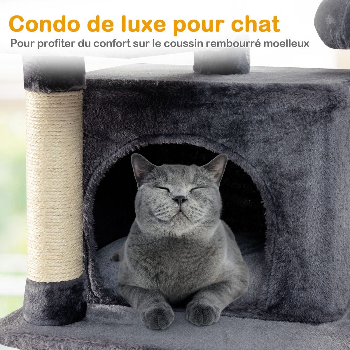 Arbre À Chat Griffoir 60X50X170 Cm Avec Poteaux Planche À Gratter 3 Perchoirs En Peluche 2 Niches 3 Peluches Suspendues