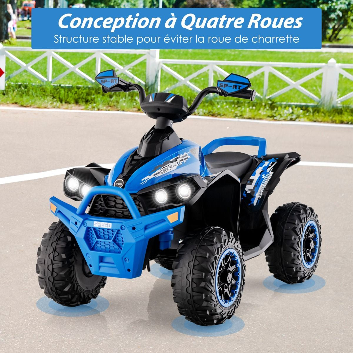 Quad Electrique Pour Enfants 12V7Ah LED Musique Pédale Klaxon 3-4 Km/H Pour Enfants De 3 À 8 Ans Rose/Bleu/Violet/Noir