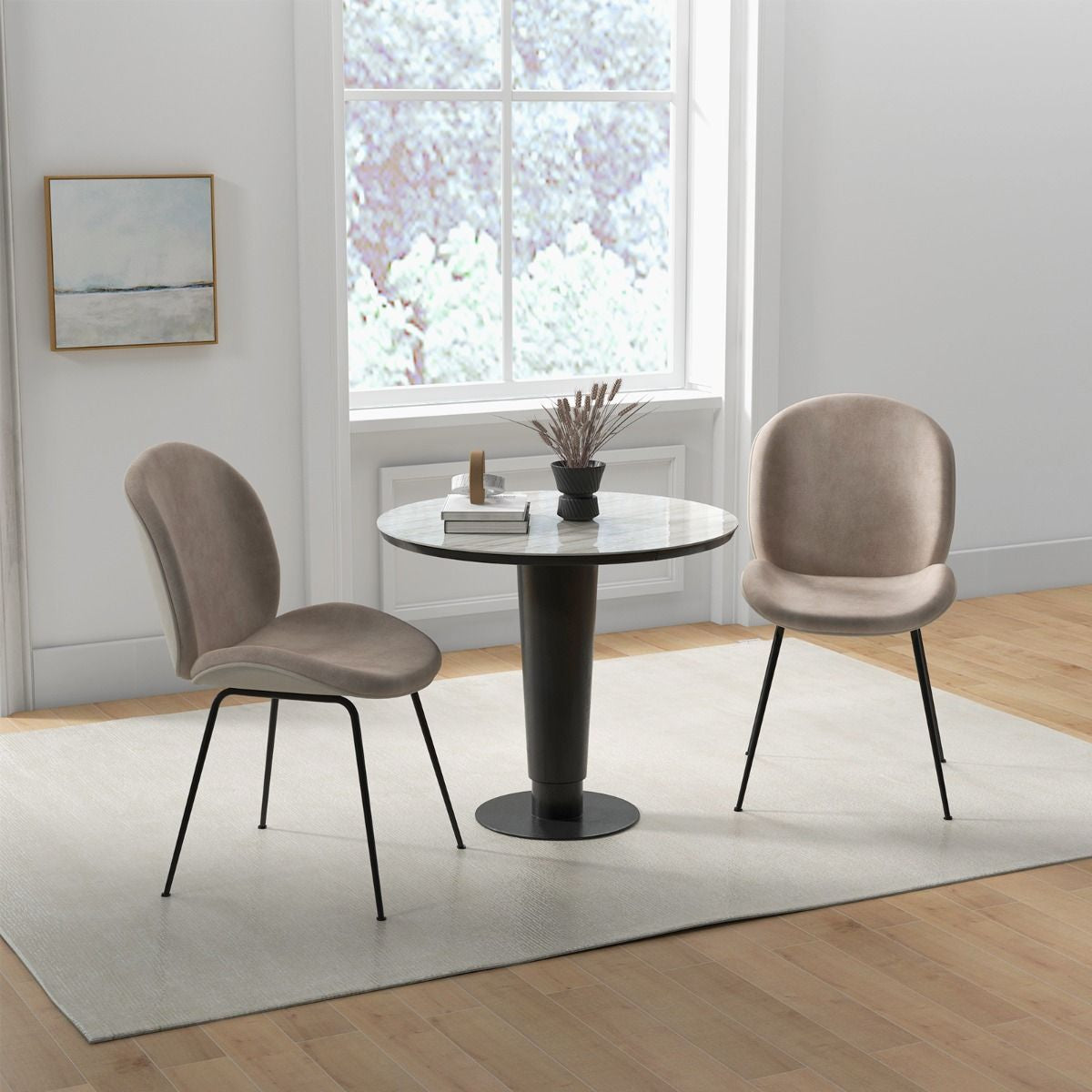 Lot De 2 Chaises De Salle À Manger En Velours Avec Base En Métal Chaise De Loisirs Rembourrée Moderne Chaise D’Appoint Pour Chambre Café