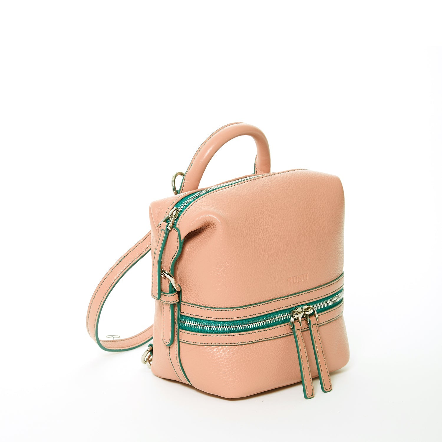 SUSU Pink Leather Backpack Purse