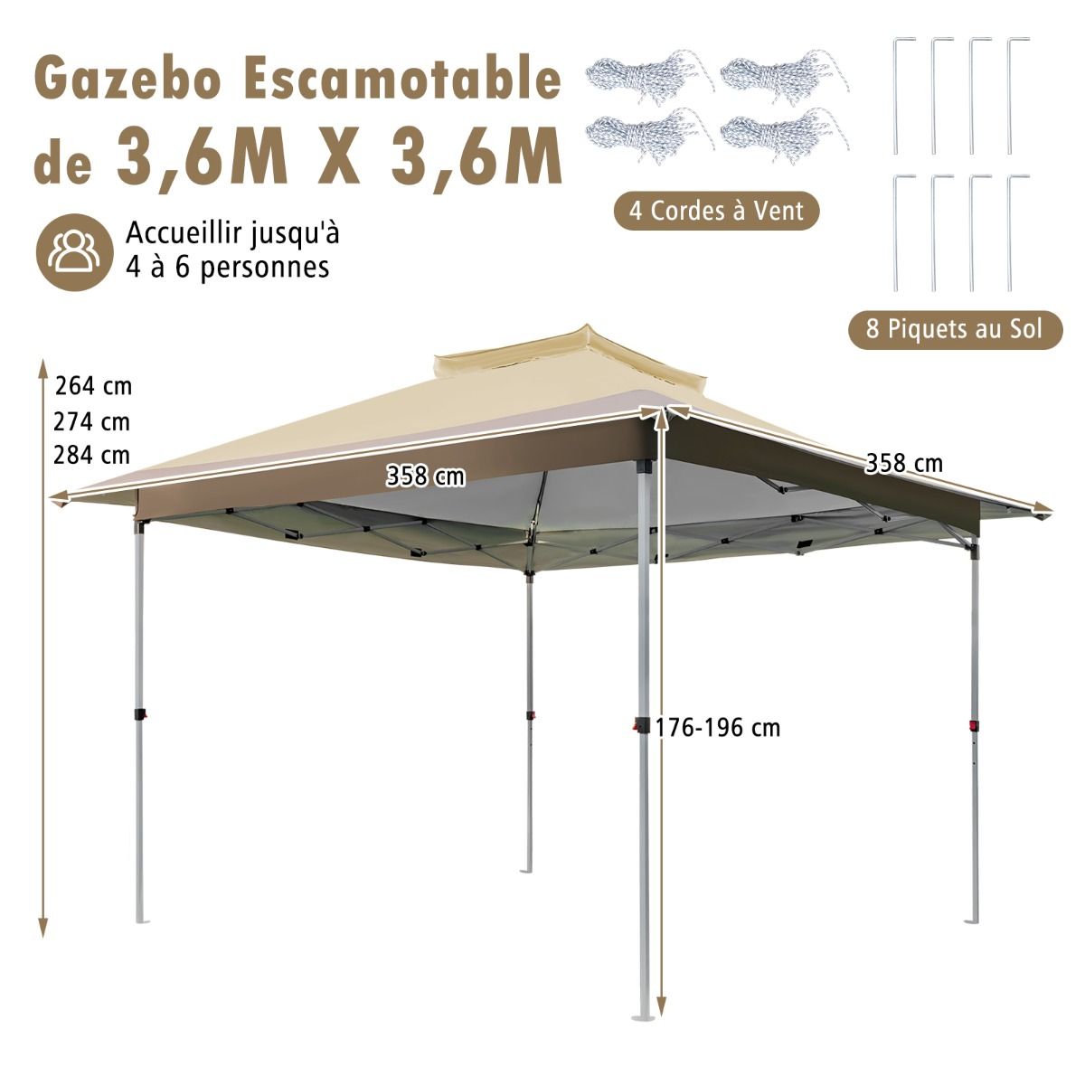 Shade Pro 360 – Tonnelle instantanée double toit