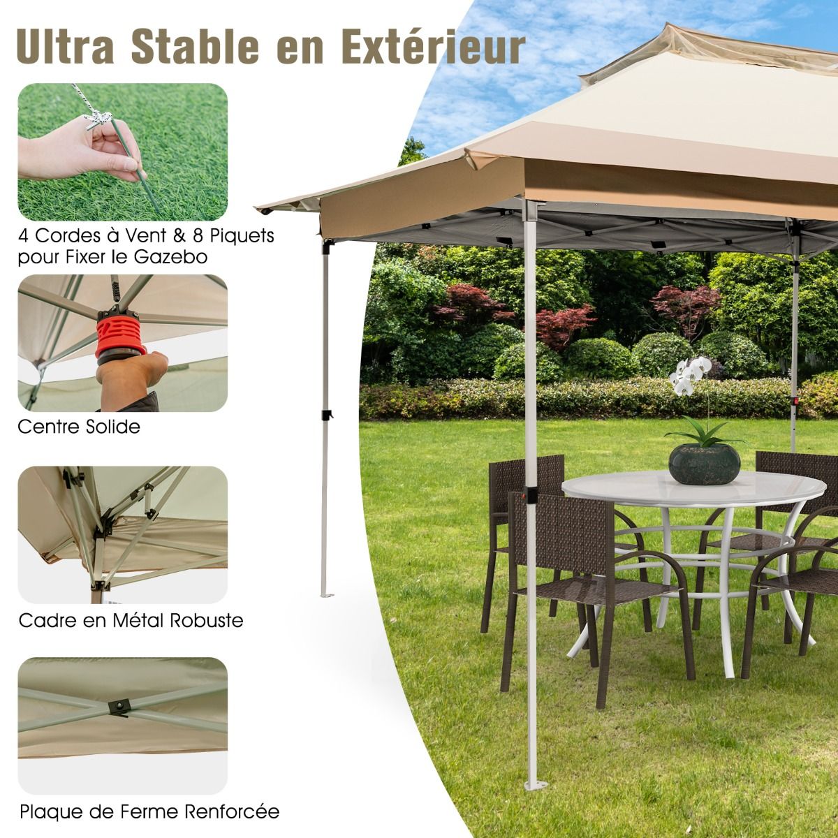 Shade Pro 360 – Tonnelle instantanée double toit