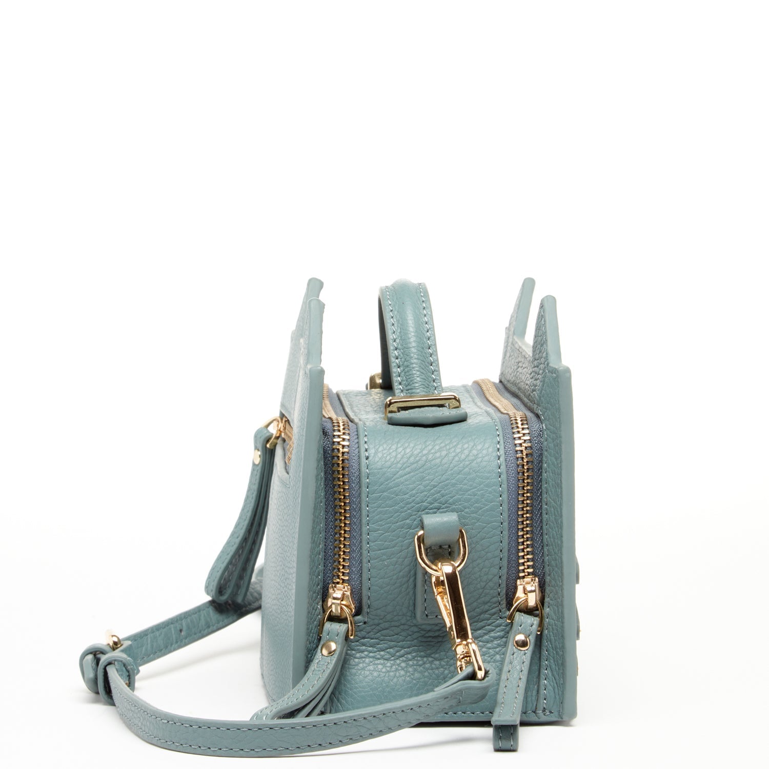 SUSU Leather Cat Purse Crossbody Bag Mineral