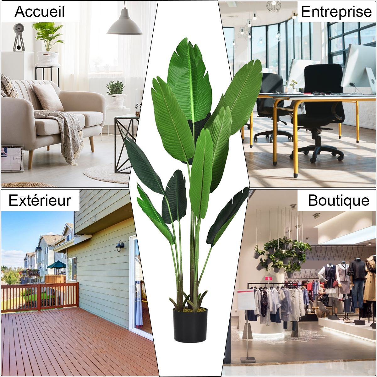 Plante Artificiel Bananier Avec Pot 160CM Décoration Intérieur Et Extérieur