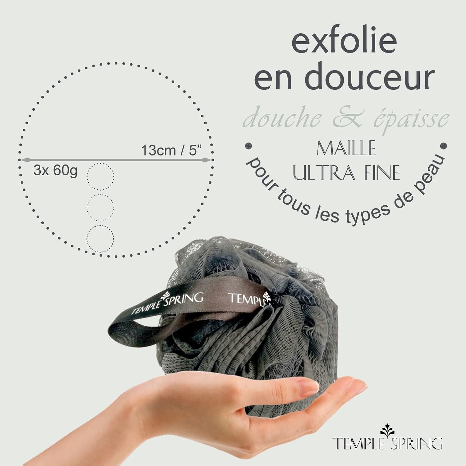 - Fleur De Douche Recyclées, Loofah Gommage Corps, Eponge De Douche, Eponge Douche Corps Exfoliante, Fleur De Bain, Luffa Djampe, Bath Sponge, Produit Bain Femme Et Hommes - Vert D'Eau