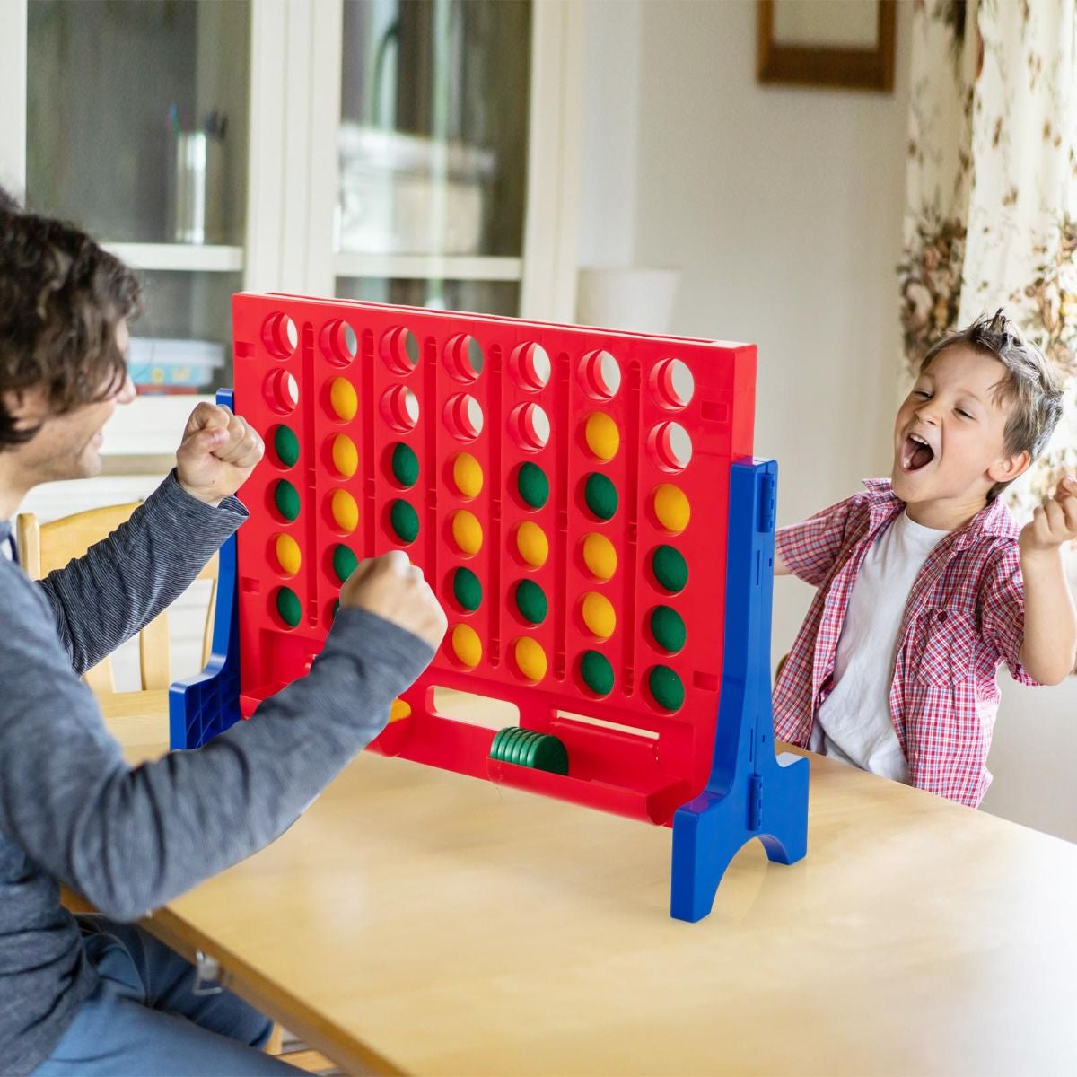 Jeux Puissance 4 Géant Mural Avec 42 Jetons Jeu De Société Ludique & Éducatif Avec 2 Plateaux Utilisation 62X20X48,5Cm Bleu/Rouge