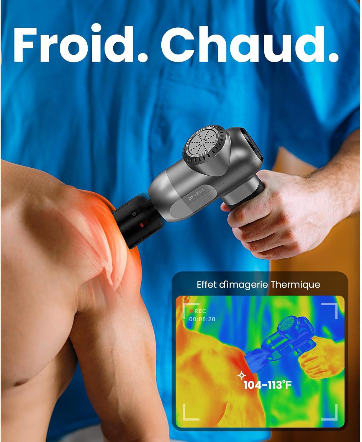 Pistolet De Massage Avec Thérapie Par Le Chaud Et Le Froid, C2 Pro Masseur De Tissus Profonds Avec Chaleur,Pour Le Gymnase, La Maison, La Récupération, Le Soulagement De La Douleur