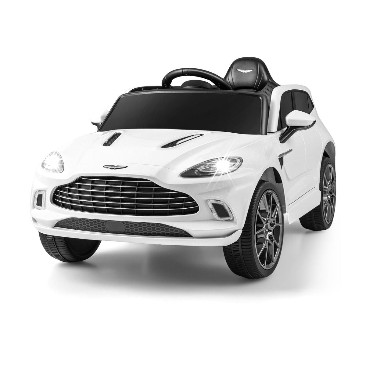 Aston Martin DBX Voiture Electrique 12V Enfants Avec Télécommande 2,4G Véhicule Moderne Avec Lumières LED Et Musique Pour 3-8 Ans Rose/Blanc
