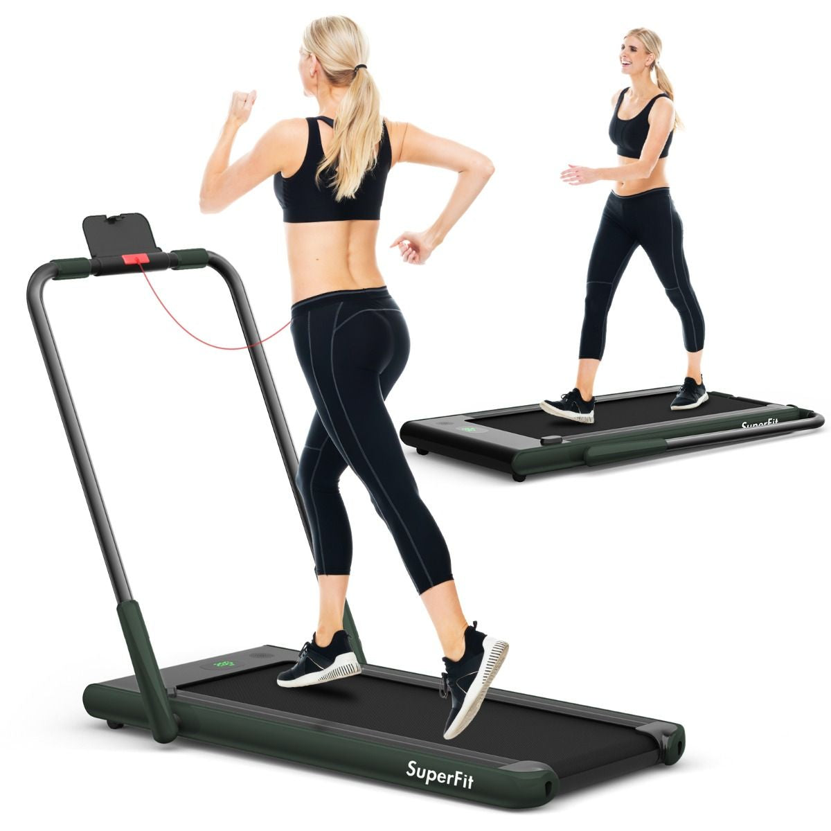 Tapis De Course Pliable 2 En 1 Tapis Roulant Électrique Motorisé 1-12 KM/H Avec Télécommande Écran LED 7 Couleurs Aux Choix