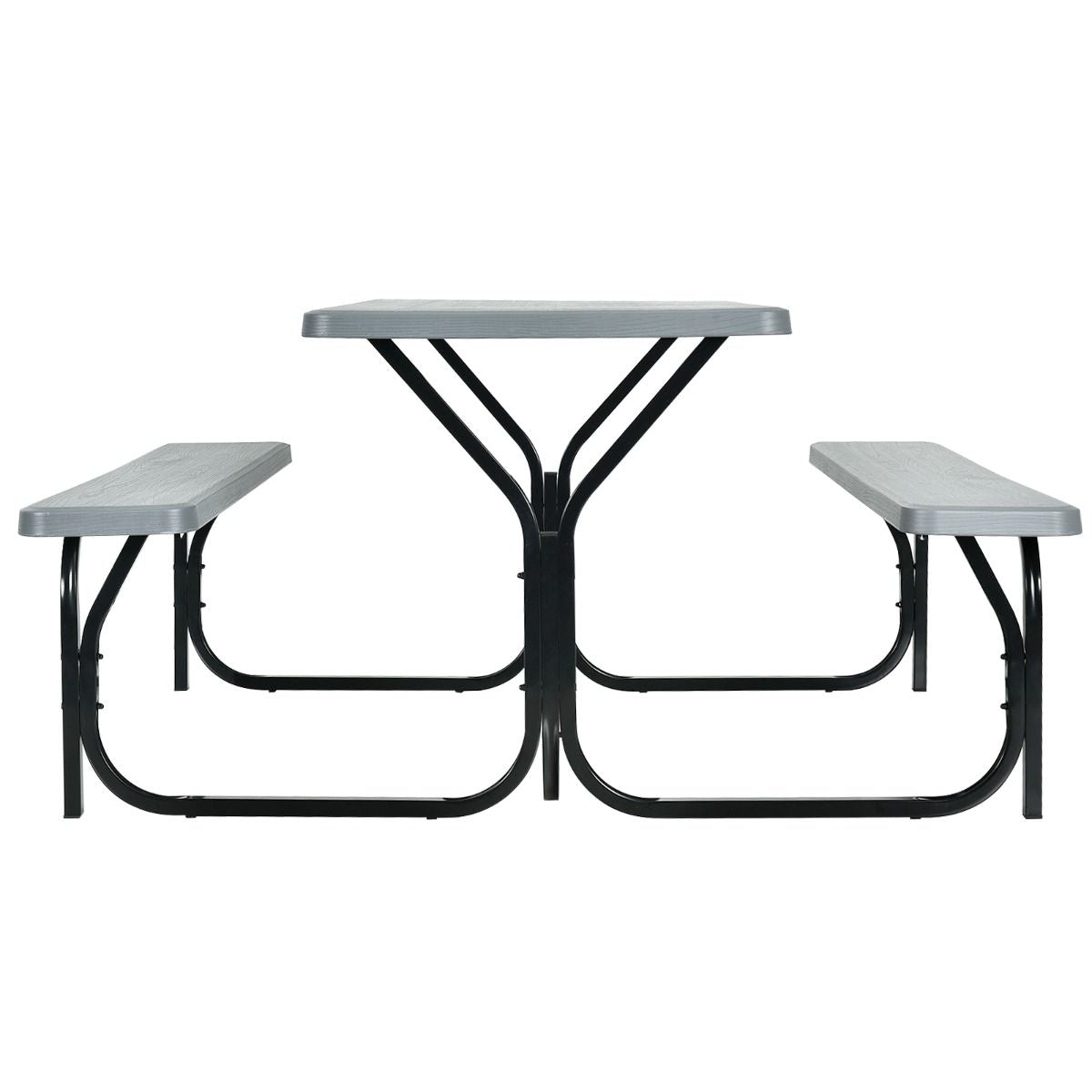 Table De Jardin Avec 2 Banc Table De Pique-Nique/Camping Pour 4 À 6 Personnes 137 X 150 X 71Cm Noir/Gris/Blanc