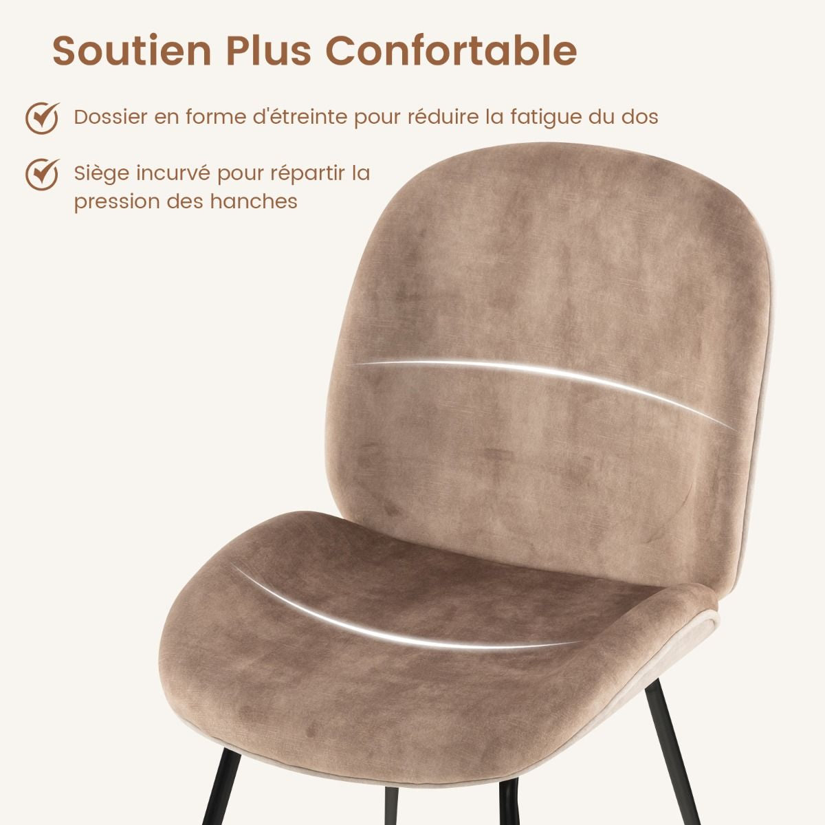 Lot De 2 Chaises De Salle À Manger En Velours Avec Base En Métal Chaise De Loisirs Rembourrée Moderne Chaise D’Appoint Pour Chambre Café
