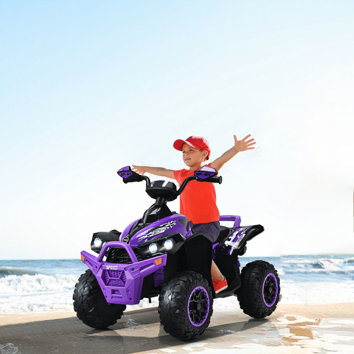 Quad Electrique Pour Enfants 12V7Ah LED Musique Pédale Klaxon 3-4 Km/H Pour Enfants De 3 À 8 Ans Rose/Bleu/Violet/Noir