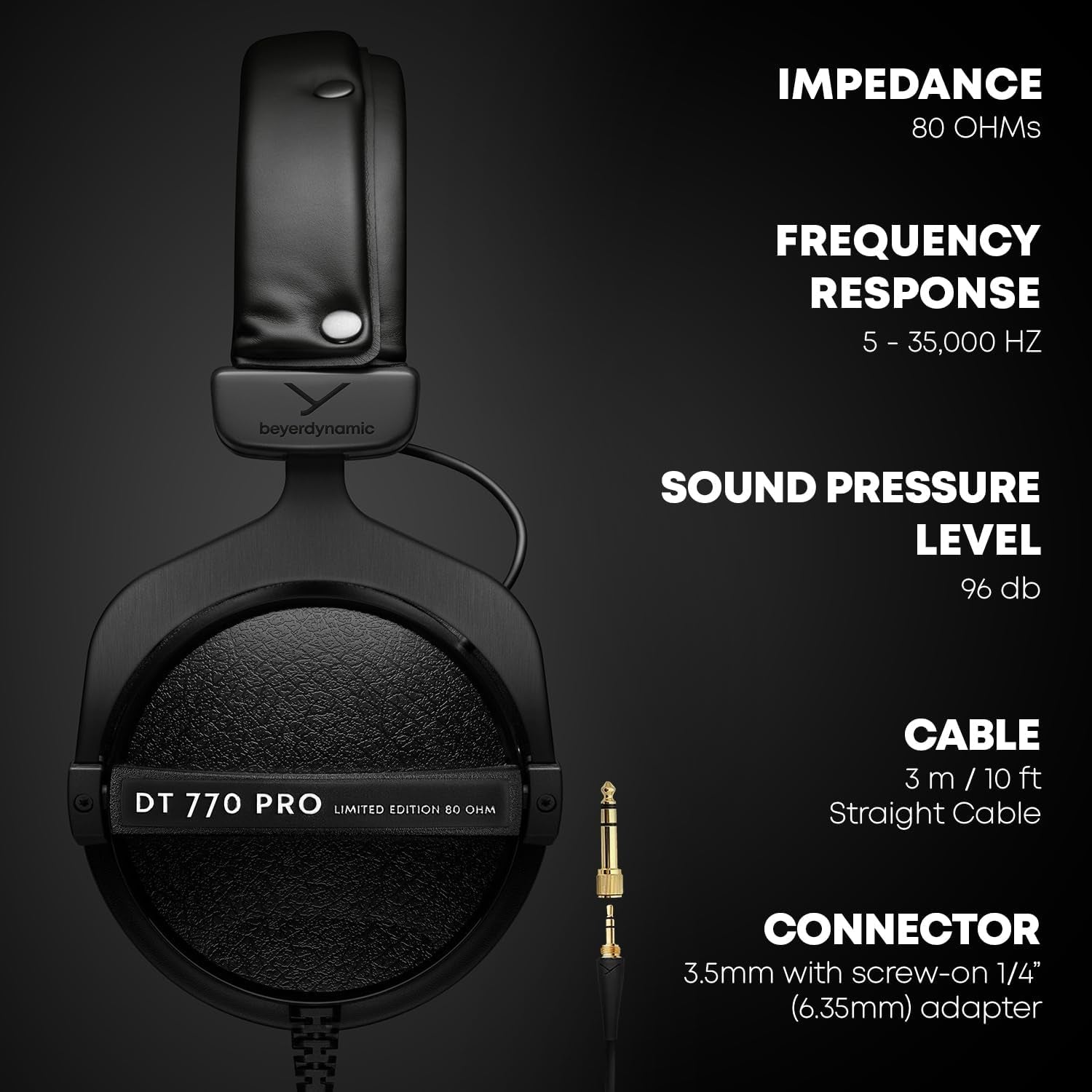 – Casque DT 770 Pro 80 Noir Édition Limitée, Prise Jack 3,5 Mm, OHM LE