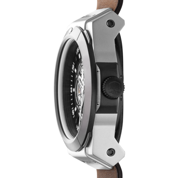 Vento Silver Black Leather – Automatique, style et caractère