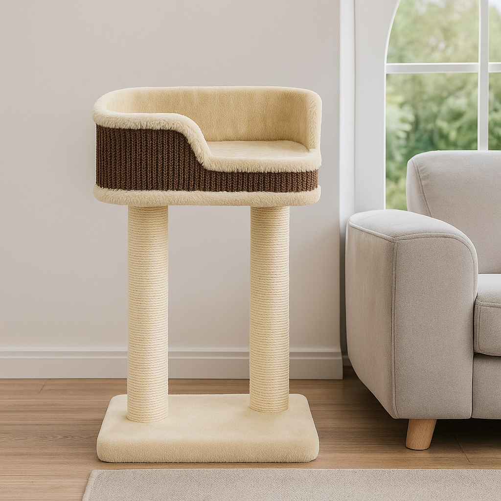 Arbre à Chat Compact CosyPaws – Griffoirs & Perchoir Ultra Douillet
