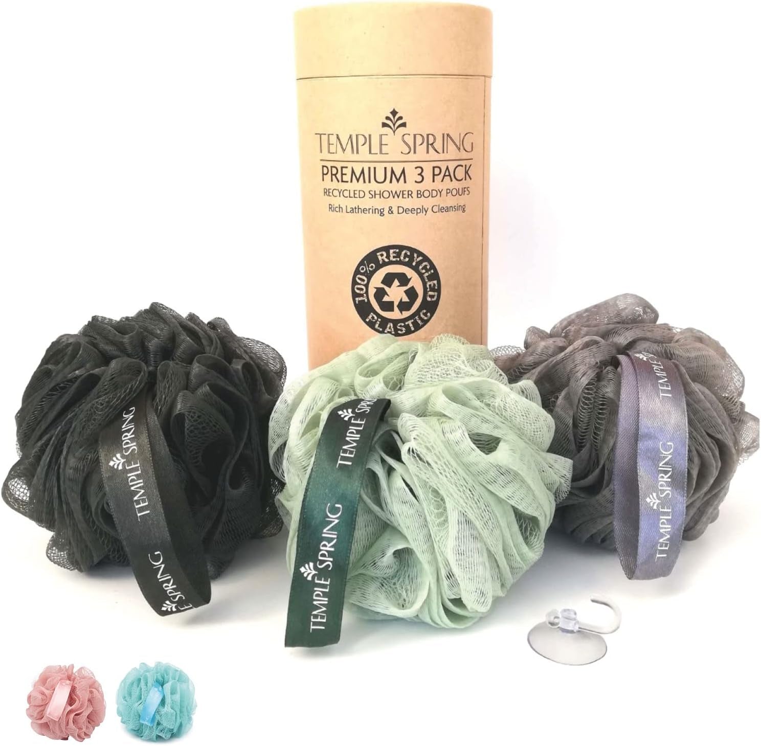 - Fleur De Douche Recyclées, Loofah Gommage Corps, Eponge De Douche, Eponge Douche Corps Exfoliante, Fleur De Bain, Luffa Djampe, Bath Sponge, Produit Bain Femme Et Hommes - Vert D'Eau