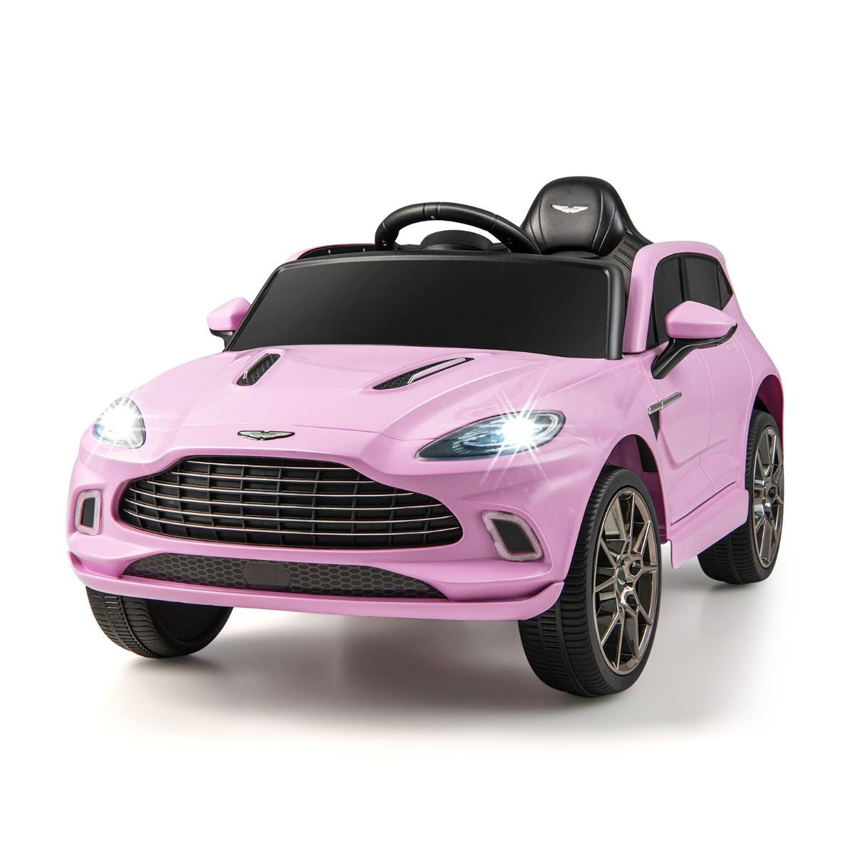 Aston Martin DBX Voiture Electrique 12V Enfants Avec Télécommande 2,4G Véhicule Moderne Avec Lumières LED Et Musique Pour 3-8 Ans Rose/Blanc