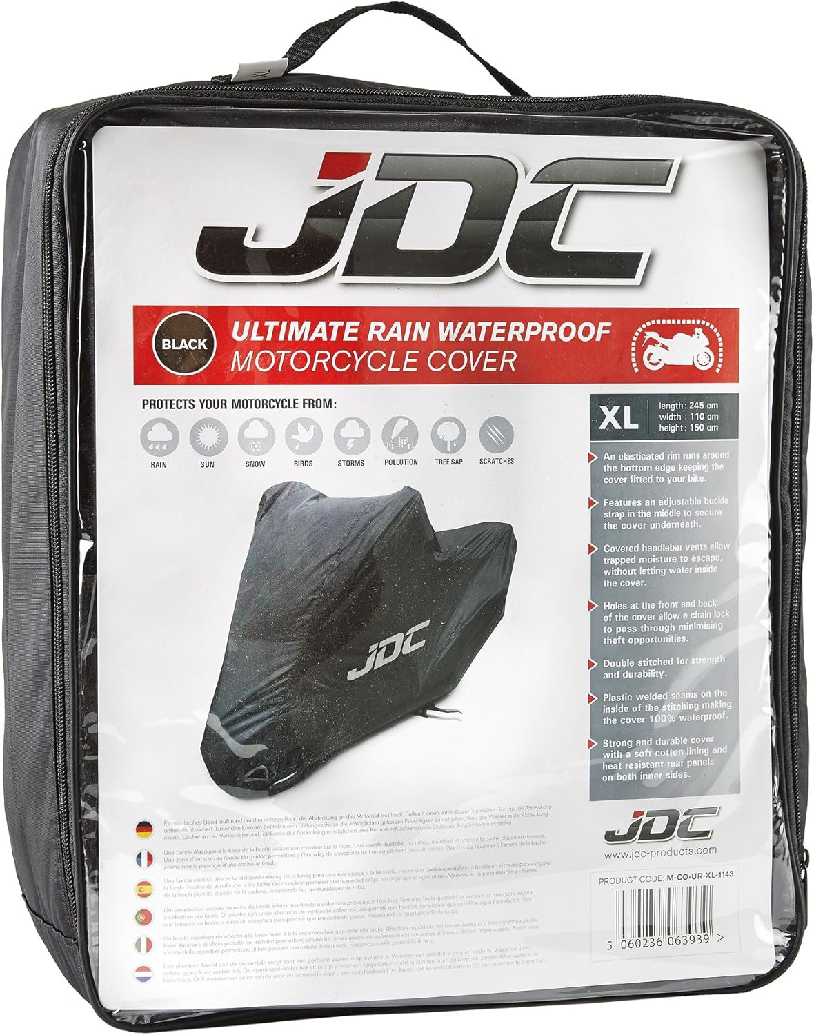 Housse Moto 100% Étanche – Ultimate Rain (Robuste, Doublure Souple, Panneaux Résistants À La Chaleur, Coutures Étanchéifiées) - L Top Case