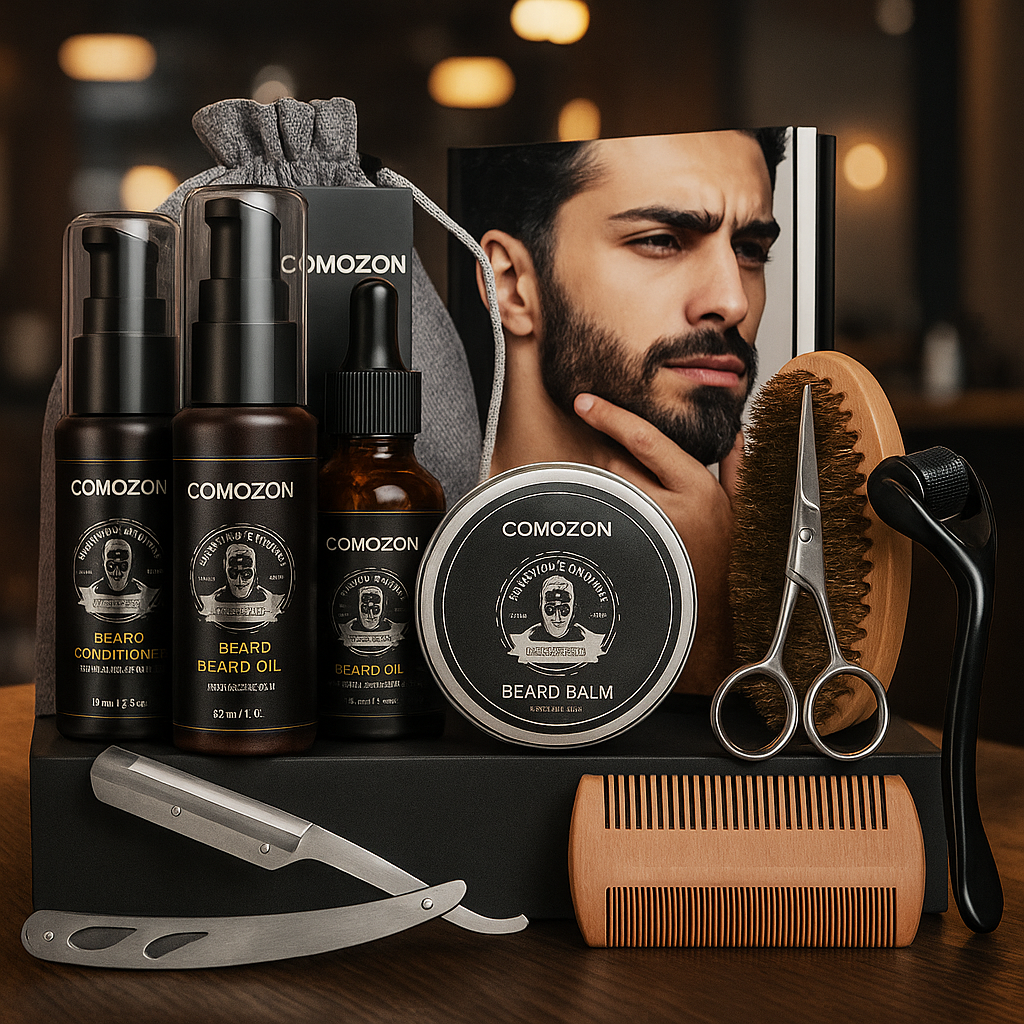 Kit barbe homme 12 en 1 – Soin complet avec accessoires et produits