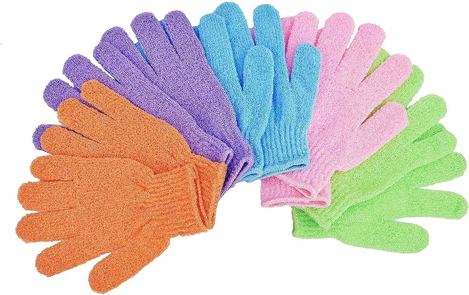 Lot De 10 Gants De Bain Exfoliants - 5 Paires - Gants Naturels Pour Homme Et Femme - Gants De Douche Pour Le Corps - Rend La Peau Douce Et Saine (AOLANS)