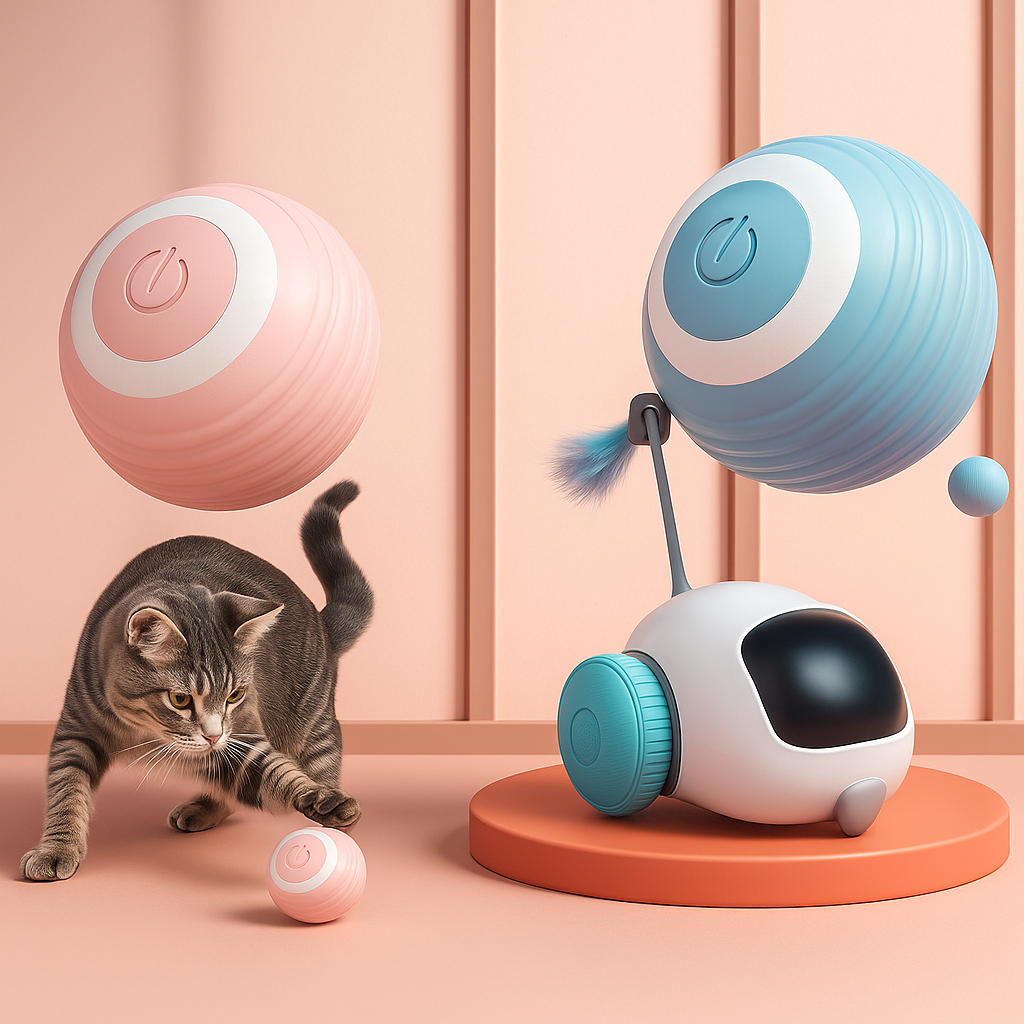 Balle Intelligente Interactive pour Chat – Réagit, Roule, Stimule