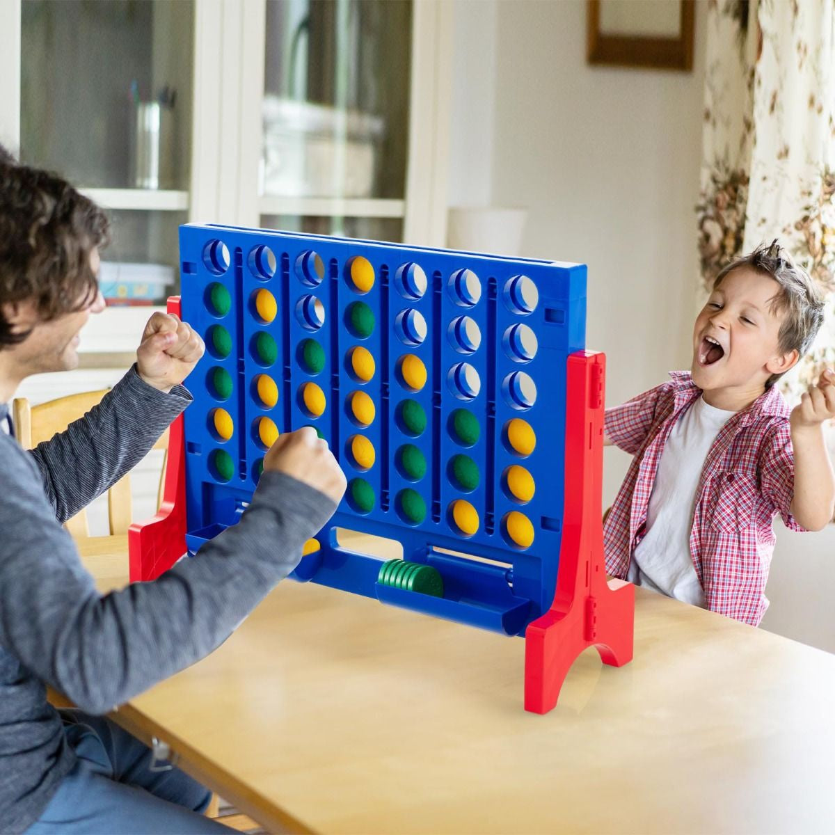 Jeux Puissance 4 Géant Mural Avec 42 Jetons Jeu De Société Ludique & Éducatif Avec 2 Plateaux Utilisation 62X20X48,5Cm Bleu/Rouge