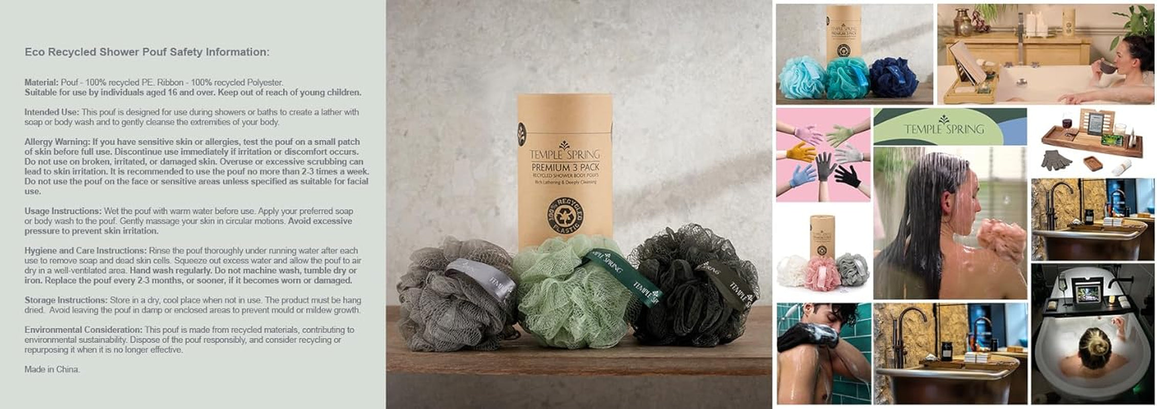 - Fleur De Douche Recyclées, Loofah Gommage Corps, Eponge De Douche, Eponge Douche Corps Exfoliante, Fleur De Bain, Luffa Djampe, Bath Sponge, Produit Bain Femme Et Hommes - Vert D'Eau
