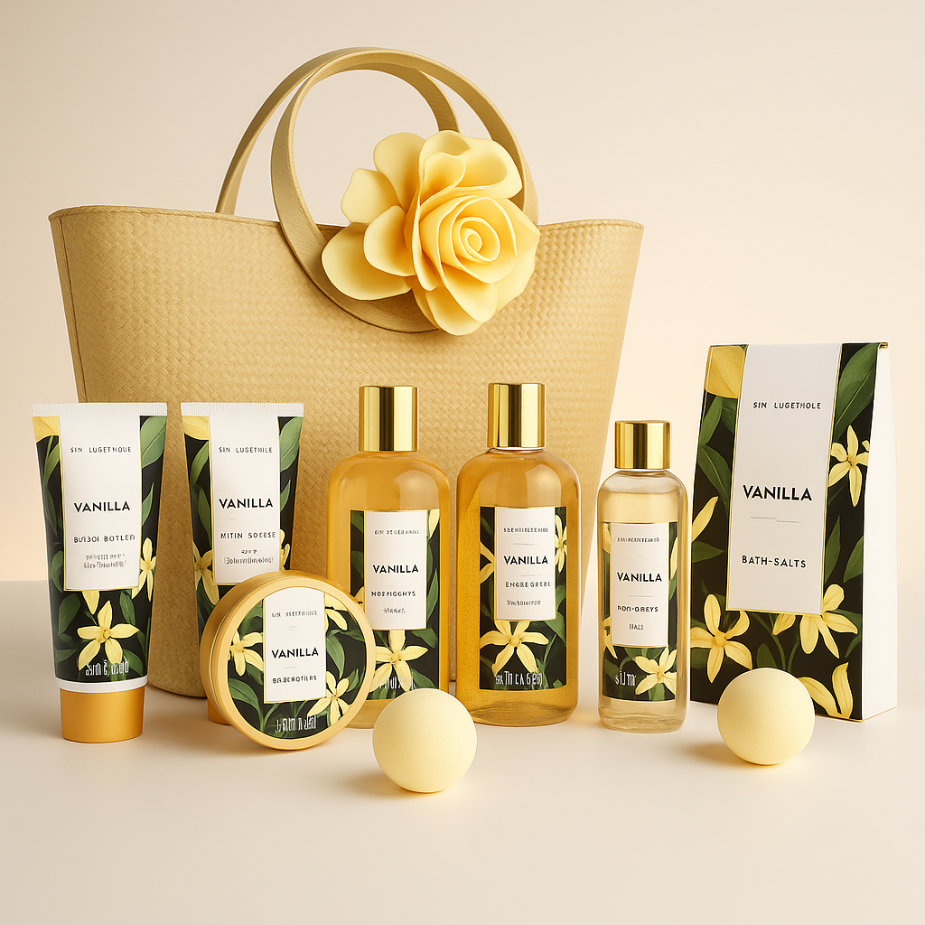 Coffret Cadeau Pour Les Femmes, 10PC Coffret De Bain, Parfum De Vanille, Crème Pour Les Mains, Cadeau De Noël Et D’Anniversaire, Cadeau Noël, Cadeau Fête Des Mères